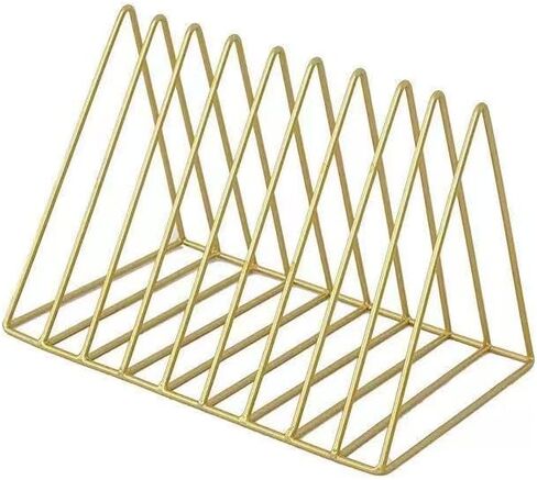 Elegant Files Folder Stand Organizer - Stylish Book Shelf and Magazine Holder, 9 Slot File Sorter for Office and Home Organization, Modern Design in Gold in Saudi Arabia