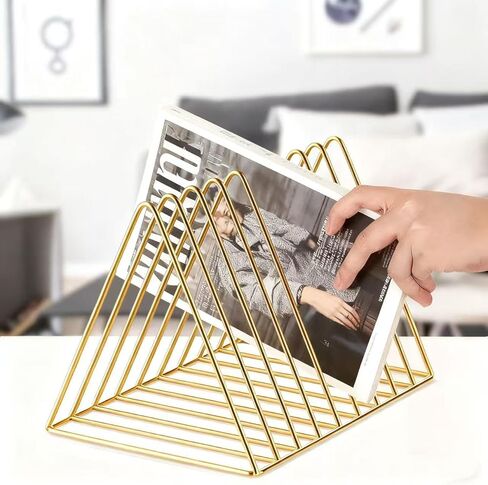 Elegant Files Folder Stand Organizer - Stylish Book Shelf and Magazine Holder, 9 Slot File Sorter for Office and Home Organization, Modern Design in Gold in Saudi Arabia