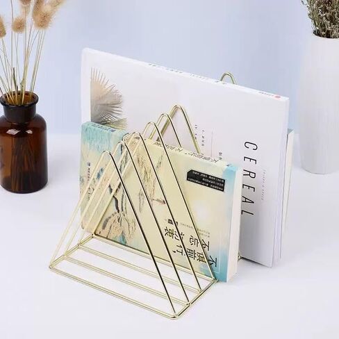 Elegant Files Folder Stand Organizer - Stylish Book Shelf and Magazine Holder, 9 Slot File Sorter for Office and Home Organization, Modern Design in Gold in Saudi Arabia