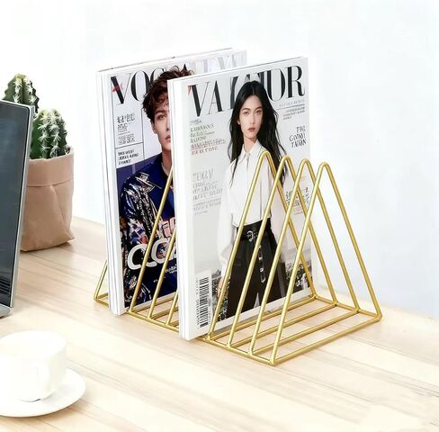 Elegant Files Folder Stand Organizer - Stylish Book Shelf and Magazine Holder, 9 Slot File Sorter for Office and Home Organization, Modern Design in Gold in Saudi Arabia