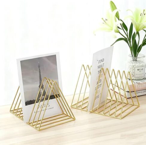 Elegant Files Folder Stand Organizer - Stylish Book Shelf and Magazine Holder, 9 Slot File Sorter for Office and Home Organization, Modern Design in Gold in Saudi Arabia