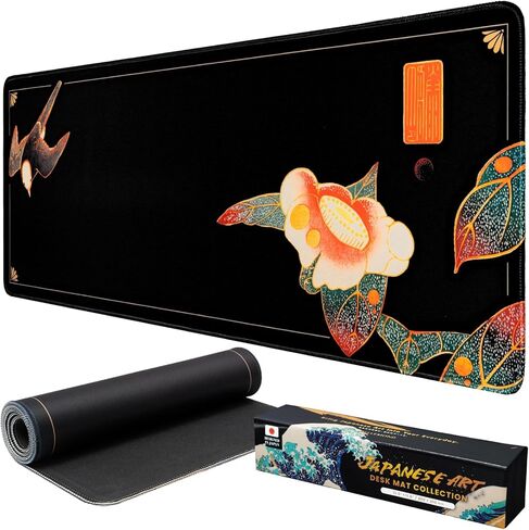 BELLEMOND Japanese Art Desk Mat | Large 31.5x11.8in Desk Pad | Mouse Pad for Keyboard & Mouse | Non-Slip Base, Water-Repellent, Smooth Precision | Camellia Silence in Saudi Arabia