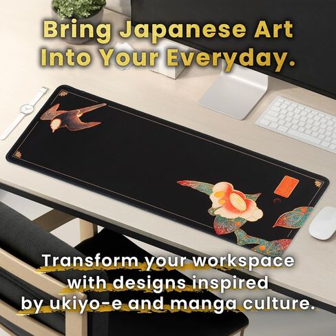 BELLEMOND Japanese Art Desk Mat | Large 31.5x11.8in Desk Pad | Mouse Pad for Keyboard & Mouse | Non-Slip Base, Water-Repellent, Smooth Precision | Camellia Silence in Saudi Arabia