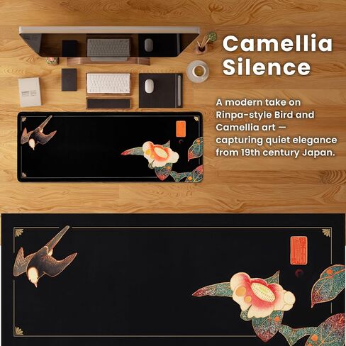 BELLEMOND Japanese Art Desk Mat | Large 31.5x11.8in Desk Pad | Mouse Pad for Keyboard & Mouse | Non-Slip Base, Water-Repellent, Smooth Precision | Camellia Silence in Saudi Arabia