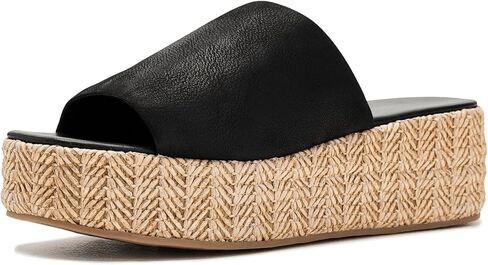 Free People Women's Harbor Raffia Flatform Platform, Black, 8 in Saudi Arabia