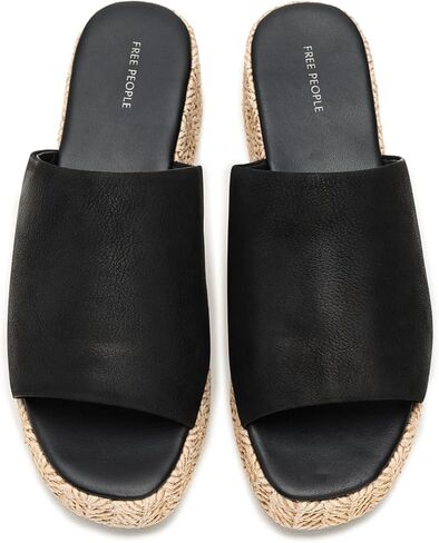 Free People Women's Harbor Raffia Flatform Platform, Black, 8 in Saudi Arabia