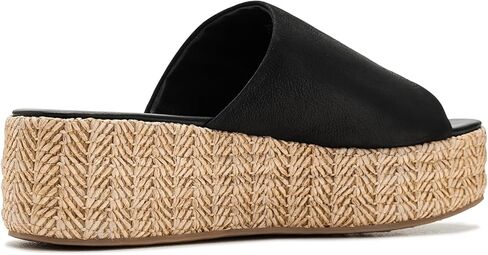 Free People Women's Harbor Raffia Flatform Platform, Black, 8 in Saudi Arabia