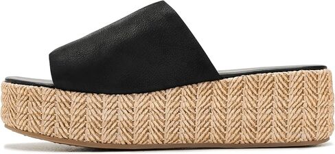 Free People Women's Harbor Raffia Flatform Platform, Black, 8 in Saudi Arabia