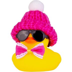 Winter Duck Car Dashboard Decoration, Car Rubber Duck Ornament with Mini Beanie Hat Sunglasses Bow Tie for Car Dashboard Decoration Accessories(C16) in Kuwait