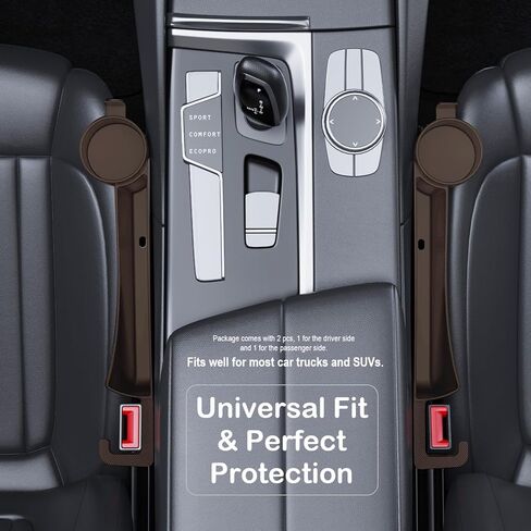 Car Seat Gap Plug with Storage Slot, Auto Gap Filler Organizer with Cup Holder, Universal Carseat Side Gap Filler Strip 2 Pack Between Front Seats & Console, Anti-Drop Pad with Seatbelt Holes, Black in Saudi Arabia