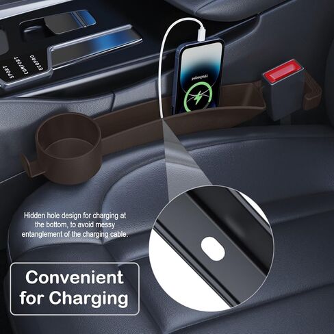 Car Seat Gap Plug with Storage Slot, Auto Gap Filler Organizer with Cup Holder, Universal Carseat Side Gap Filler Strip 2 Pack Between Front Seats & Console, Anti-Drop Pad with Seatbelt Holes, Black in Saudi Arabia