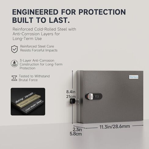 WeHere 32 Key Lock Box with Dual Lock, Combination & Key Unlock, Key Cabinet Wall Mount with Key Tag Label, Key Holder Storage Lockbox for Store, Office, Company, House, App Key Directory ERP in Saudi Arabia