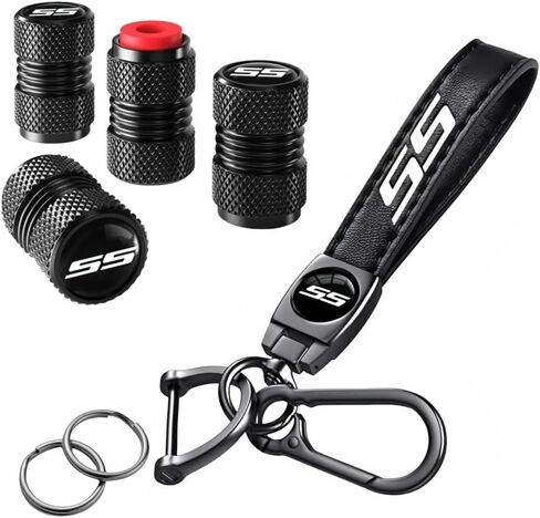 Aluminum Tire Valve Stem Cap Covers Leather Car Key Chain Mental Keychain Keyrings Compatible with Chevy Accessories in Kuwait