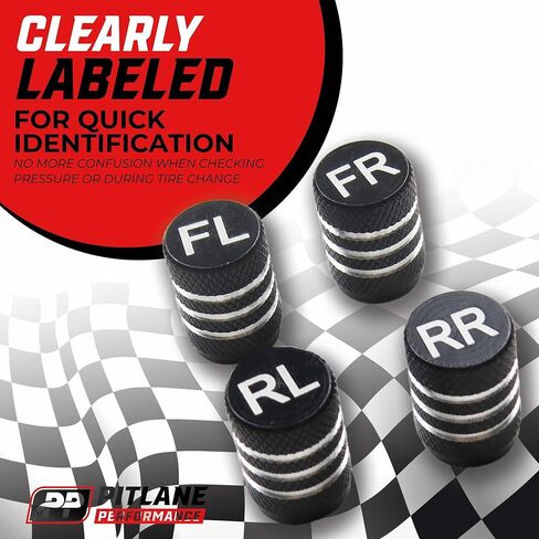 أغطية جذعية صمامات الإطارات Pitlane Performance® (8 عبوات) أغطية صمام شريدر ممتازة من الألومنيوم مع سدادة، مقاومة للتآكل، حماية متينة للسيارات وسيارات الدفع الرباعي والدراجات النارية والدراجات العلم الأمريكي in Kuwait