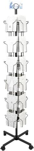 6 Tier Rotating Greeting Card Display Stand with 24 Pockets, Metal Rack for Stickers,Postcard,Photocard,Brochures,CD disc (Black) in Saudi Arabia