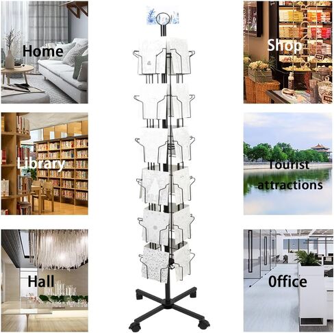 6 Tier Rotating Greeting Card Display Stand with 24 Pockets, Metal Rack for Stickers,Postcard,Photocard,Brochures,CD disc (Black) in Saudi Arabia