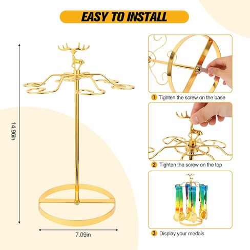 Medal Hanger Display Rotatable Medal Holder Stand for Sports Awards Display Tabletop Running Medal Stand Holds 30+ Race Medals Perfect for Marathon Medal Display in Saudi Arabia