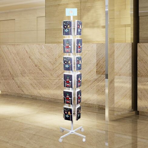 6 Tier Rotating Greeting Card Display Stand with 24 Pockets, Metal Rack for Stickers,Postcard,Photocard,Brochures,CD disc (Black) in Saudi Arabia