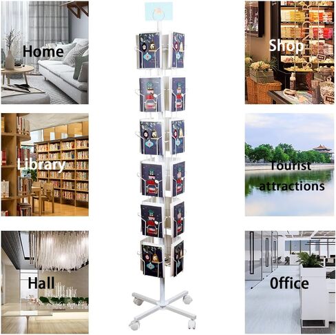 6 Tier Rotating Greeting Card Display Stand with 24 Pockets, Metal Rack for Stickers,Postcard,Photocard,Brochures,CD disc (Black) in Saudi Arabia