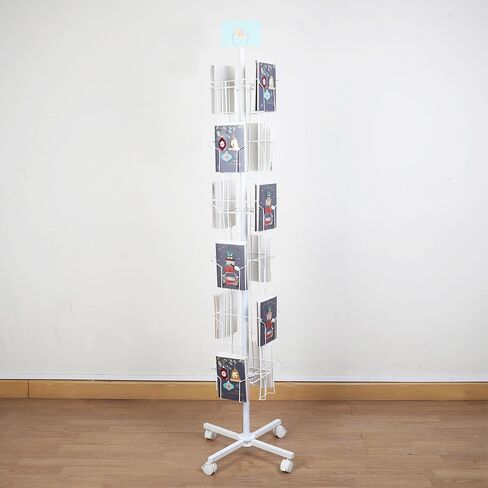 6 Tier Rotating Greeting Card Display Stand with 24 Pockets, Metal Rack for Stickers,Postcard,Photocard,Brochures,CD disc (Black) in Saudi Arabia