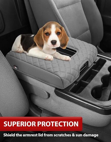 KBH Center Console Armrest Cover for 2014-2018 Chevy Silverado & GMC Sierra 1500 2500 3500, Vinyl Leather, Arm Rest Lid Accessories, Middle-Cut, Anti Scratch, Gray (Fits Jump Seat Only) in Saudi Arabia