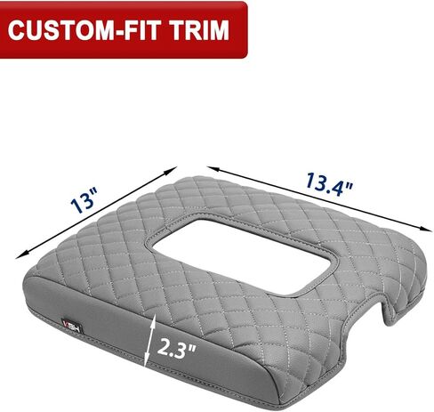 KBH Center Console Armrest Cover for 2014-2018 Chevy Silverado & GMC Sierra 1500 2500 3500, Vinyl Leather, Arm Rest Lid Accessories, Middle-Cut, Anti Scratch, Gray (Fits Jump Seat Only) in Saudi Arabia