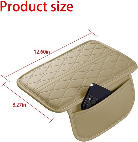Car Center Console Cover, Leather Vehicle Armrest Seat Box Pad Cushion with 2 Storage Bags, Automotive Interior Arm Rest Protector Accessories, Universal for SUV, Sedan, Truck (Wine Red) in Kuwait