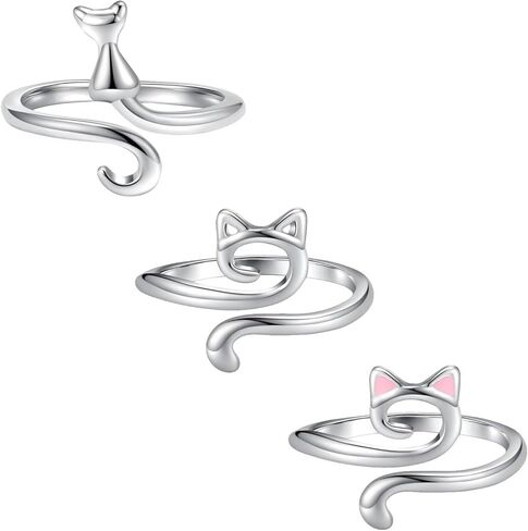 Metal Crochet Ring 3-Piece Adjustable Hook Knit Loop Accessories Finger Hat Thread Guide Ring Finger Holder DIY Knitting Craft Cat Ears in Saudi Arabia