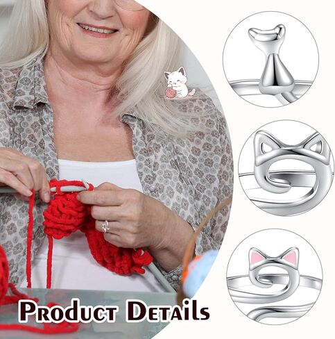Metal Crochet Ring 3-Piece Adjustable Hook Knit Loop Accessories Finger Hat Thread Guide Ring Finger Holder DIY Knitting Craft Cat Ears in Saudi Arabia