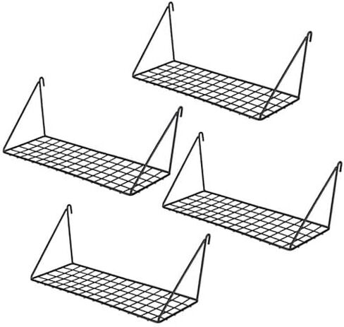 Hanging Straight Shelf for Wire Wall Grid Panel, Small Wire Wall Organizer and Display Shelf, Size 11.8" X 4.3",Black Painted in Kuwait