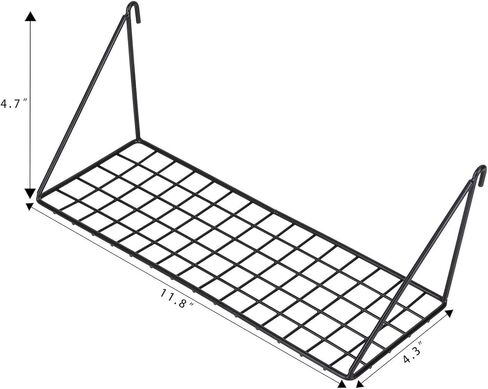 Hanging Straight Shelf for Wire Wall Grid Panel, Small Wire Wall Organizer and Display Shelf, Size 11.8" X 4.3",Black Painted in Kuwait