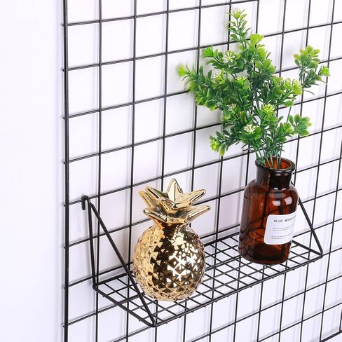 Hanging Straight Shelf for Wire Wall Grid Panel, Small Wire Wall Organizer and Display Shelf, Size 11.8" X 4.3",Black Painted in Kuwait