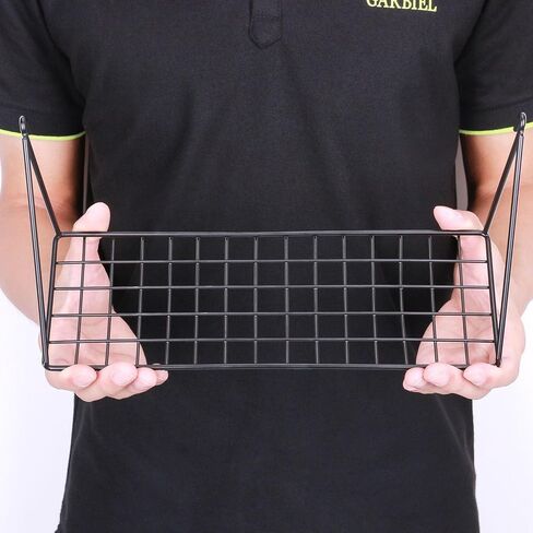 Hanging Straight Shelf for Wire Wall Grid Panel, Small Wire Wall Organizer and Display Shelf, Size 11.8" X 4.3",Black Painted in Kuwait