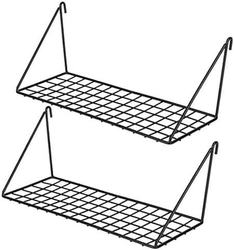 Hanging Straight Shelf for Wire Wall Grid Panel, Small Wire Wall Organizer and Display Shelf, Size 11.8" X 4.3",Black Painted in Saudi Arabia