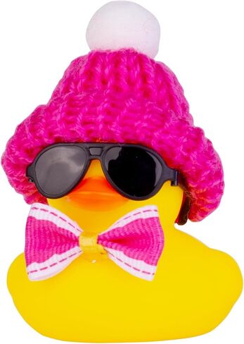 Winter Duck Car Dashboard Decoration, Car Rubber Duck Ornament with Mini Beanie Hat Sunglasses Bow Tie for Car Dashboard Decoration Accessories(C16) in Kuwait