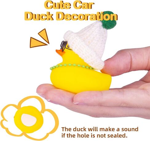 Winter Duck Car Dashboard Decoration, Car Rubber Duck Ornament with Mini Beanie Hat Sunglasses Bow Tie for Car Dashboard Decoration Accessories(C16) in Kuwait