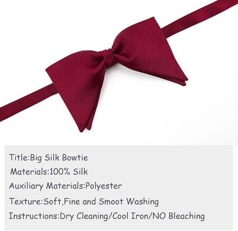 GUUNIEE Mens Satin Silk Oversized Pre-tied Bowtie Handmade Formal Tuxedo Big Bow Ties in Kuwait