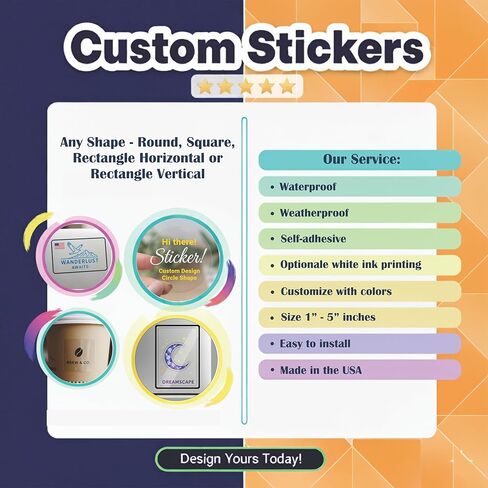 Transparent (Clear) Custom Stickers, Personalized Vinyl Decals with Your Logo, Name, or Text, Waterproof Labels for Business, Branding, Circle, Square, or Rectangle 1.5-5 inch, 100 Qty (Transparent) in Saudi Arabia