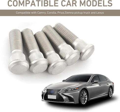 10PCS Wheel Studs, M12x1.5 49 mm Long Vehicle Steel Tire Studs, Wheel Lug Stud Car Accessories for OEM#610-266, 90942-02049, Compatible with Chevy, Lexus, Scion, Pontiac (Silver) in Kuwait