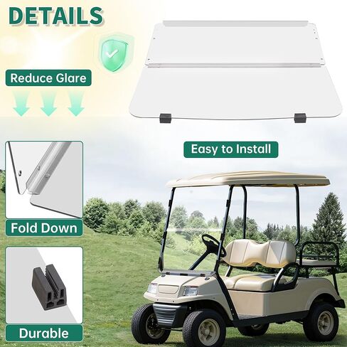 زجاج أمامي شفاف من ECOTRIC متوافق مع عربة الجولف 2000.5-UP Club Car DS القابلة للطي in Saudi Arabia