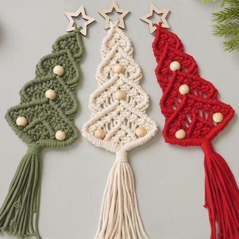 3 حزمة شجرة عيد الميلاد DIY Macrame Kit للمبتدئين بوهو زينة عيد الميلاد عيد الميلاد الحلي الجدار شنقا ديكور لعطلة الشتاء الجدار شنقا الفن الحرف ديكور لوازم الحفلات in Kuwait