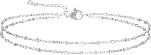 MIDEEO Gold/Sliver Ankle Bracelets for Women,14K Gold Anklets for Women Waterproof Cuban Link Heart Beads Herringbone Rhinestone Anklets Set Layered Anklet Bracelets for Women Gold Jewelry Gift in Kuwait