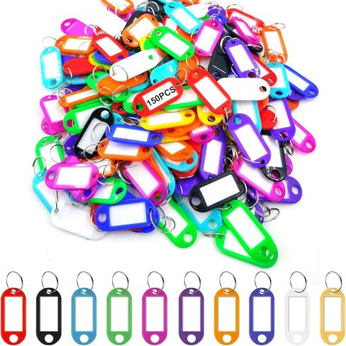 100 Pcs Key Tags, Plastic Key Labels with Split Ring Label Window, Colored Key Chain Label Tags for Home, Office,Luggage, Bags, Suitcases, Backpacks,ID Tags, 10 - Colors in Kuwait