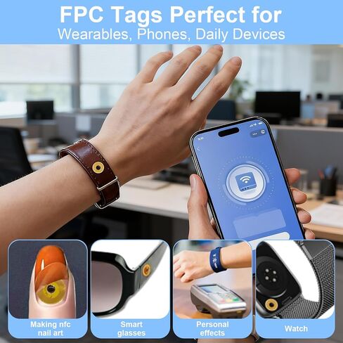 14 قطعة من علامات NFC NTAG215 FPC ملصقات أظافر ذكية مرنة NFC علامات مفاتيح إلكترونية مقاومة للماء قابلة للبرمجة، ملصق RFID مستدير 10 مم، ملصقات NFC مرنة للهواتف والأجهزة القابلة للارتداء والأتمتة in Kuwait