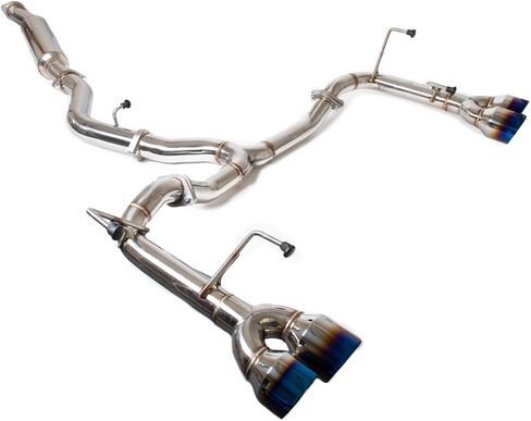 بديل لـ 2015-2021 Subaru WRX STi من الفولاذ المقاوم للصدأ المصقول الفضي كاتم الصوت المحور الخلفي 4 بوصة جدار مزدوج رباعي أطراف محترقة عادم خلفي in Saudi Arabia