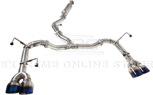 بديل لـ 2015-2021 Subaru WRX STi من الفولاذ المقاوم للصدأ المصقول الفضي كاتم الصوت المحور الخلفي 4 بوصة جدار مزدوج رباعي أطراف محترقة عادم خلفي in Saudi Arabia