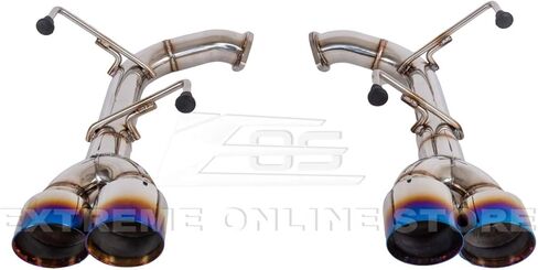 بديل لـ 2015-2021 Subaru WRX STi من الفولاذ المقاوم للصدأ المصقول الفضي كاتم الصوت المحور الخلفي 4 بوصة جدار مزدوج رباعي أطراف محترقة عادم خلفي in Saudi Arabia