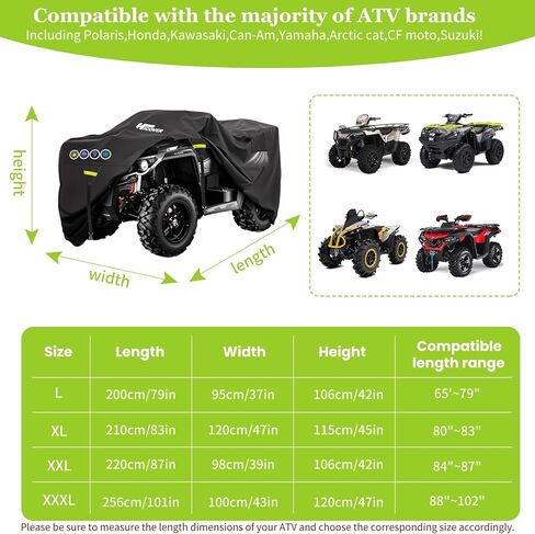 600D ATV Cover Waterproof Heavy Duty Trailerable 4 Wheeler Cover Waterproof Outdoor Quad Cover All Weather Season UV Protection for Polaris Kawasaki Yamaha Suzuki Honda in Saudi Arabia