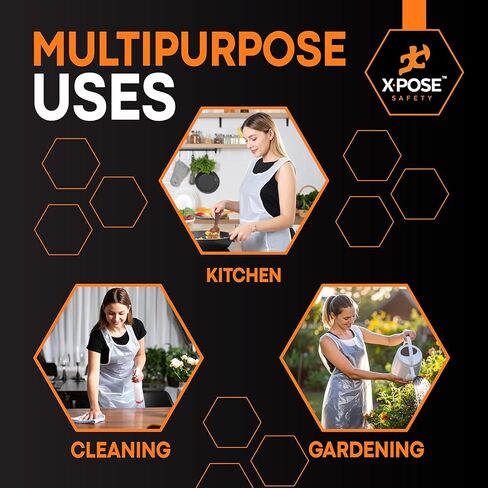 Xpose Safety 100 Blue Plastic Disposable Aprons for Cooking & more Individually Packaged, Durable 1 Mil Waterproof Polyethylene 24" x 48" in Kuwait