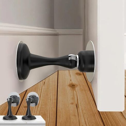 2 Pack Heavy Duty Magnetic Door Stopper - No Drill Adhesive Mount for Wall & Floor, Stainless Steel Door Stop with Super Strong Hold in Saudi Arabia